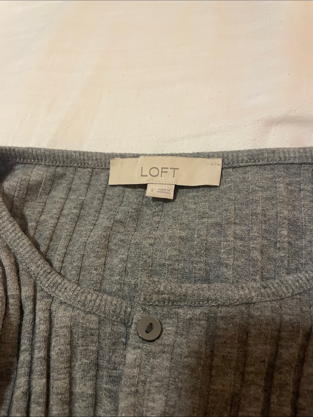 LOFT Gray Ribbed Button-Front Cardigan and Tank Set - Picture 3 of 6